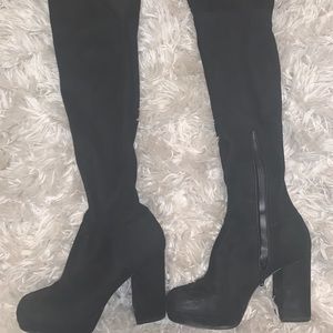 Over The Knee Black Suede Boots